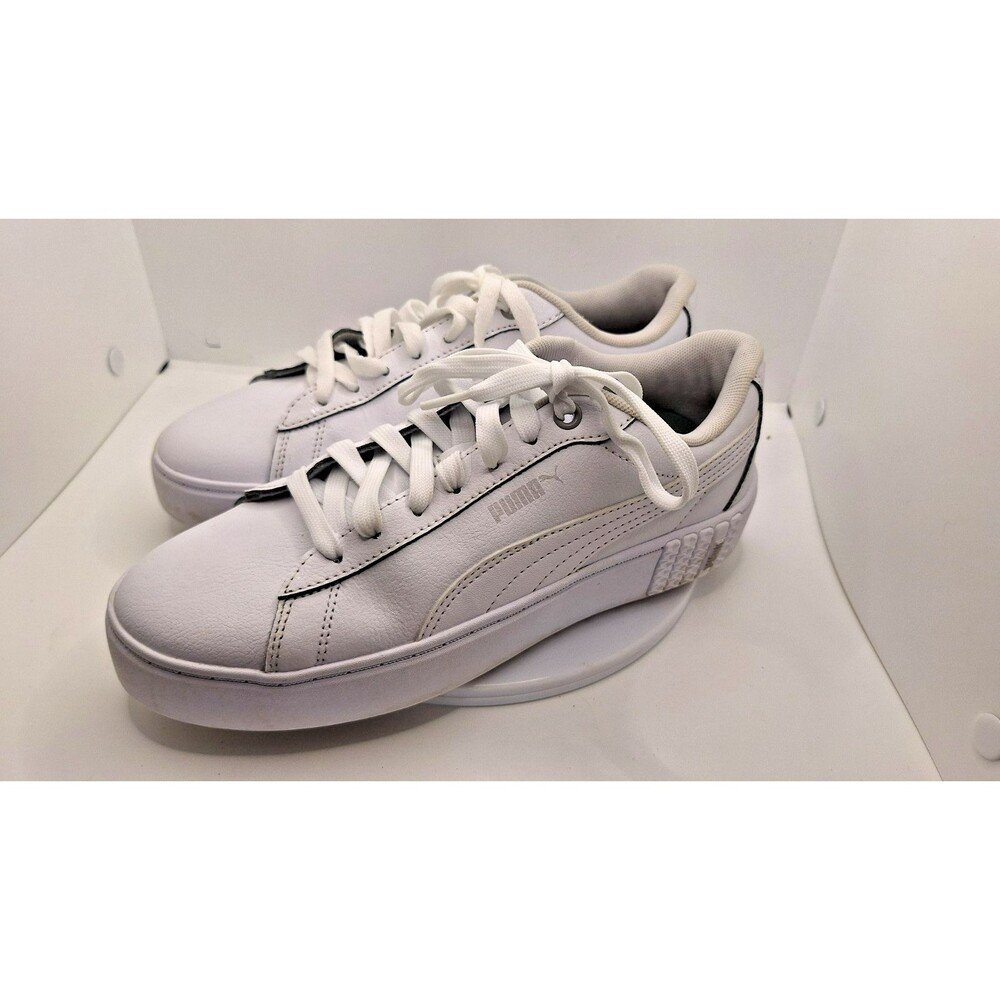 Puma Smash‎ Platform V3 Womens Size 9 White Athletic Leather Shoes Sneakers